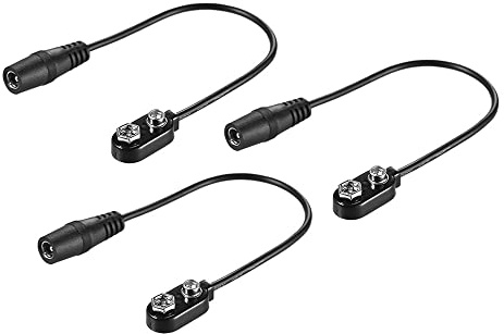 SPYMINNPOO Connettore a Scatto per Cavo Convertitore per Alimentatore Pedale Chitarra, Metallo Nero e Materiale Plastico, Morsetto/supporto Batteria da 9 V, per Effetti Chitarra, Lunghezza 20 Cm