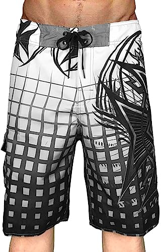 Pantaloncini Surf Uomo Lungo Costume Mare Uomo Bermuda al Ginocchio Costume Fantasia Asciugatura Rapida con Fodera in Rete Costumi da Bagno Lunghi Calzoncini Costumi da Piscina Spiaggia Sportivo