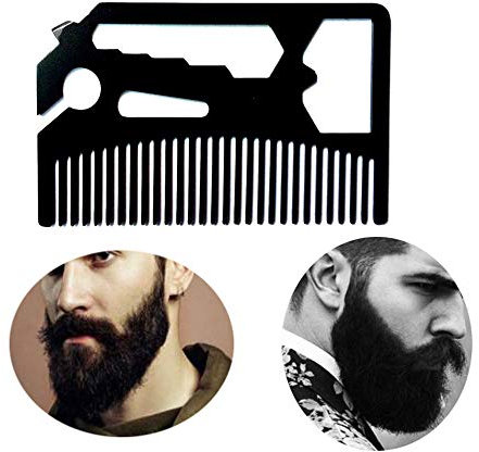 Bartkamm Rostfreier Stahl EDC Credit Card Size Comb Brieftasche Taschenkamm mit Anti-Statik für das Fell & Kämmen von Haaren, Bärten und Schnurrbärten