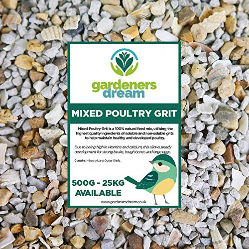 GardenersDream Mixed Poultry Grit | Premium Natural Food Mix | Added Oyster Shell | Rich in Vitamins and Calcium | Strong Beaks, Tough Bones & Large Eggs | Healthy & Developed Animal Feed (5kg)