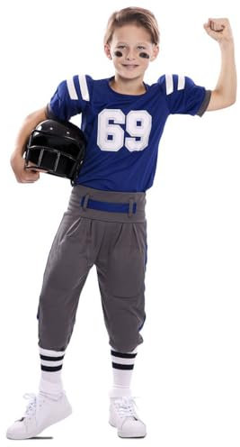 Generique - American Football-Kinderkostüm für Jungen Sportliche-Verkleidung blau-weiss-grau - Multicolore