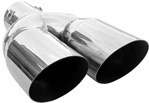 Auspuffblende Doppelrohr Endrohr Edelstahl Auto Endrohrblenden Auspuffendrohr Auspuffrohr Tuning Universell Schalldampf Blende Sport Rund Chrom Auspuffspitzen
