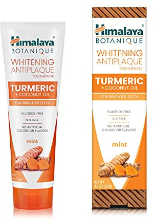 Himalaya Whitening Antiplaque Toothpaste with Turmeric + Coconut Oil for Brighter Teeth, 4 oz, (113 g)
