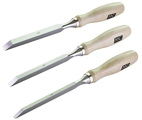 Professional Woodworking Cabinetmakers Mortise Chisel set Chrome-Vanadium Steel with Hornbeam Handles for Carpentry, Woodworking, Carving, Craftsman, Set of 3, 1/4”, 3/8”,1/2”