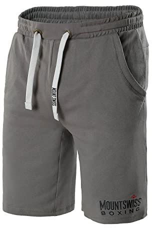 Mount Swiss herrshorts upp till 8XL, 100 % bomull, stora storlekar, korta fritidsbyxor, sportbyxor, sommarbyxor, elastisk midja, fickor, andas, bekväm, mjuk, många färger, Stålgrå, XL