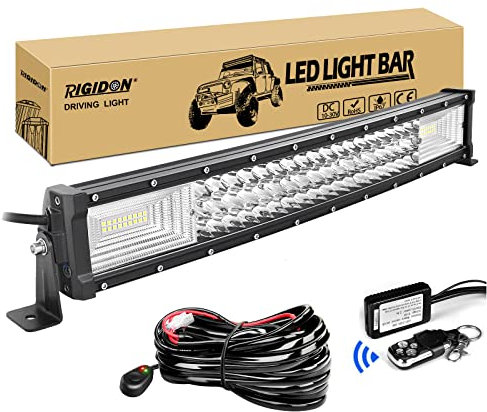 RIGIDON Gebogene Led lichtleiste kfz mit 12v kabelbaum kit, 22 Zoll 55cm 270W Offroad Beleuchtung Led bar für Auto SUV ATV, UTV, LKW 4x4, Fahrzeuge, 6000K Weiß led arbeitsscheinwerfer