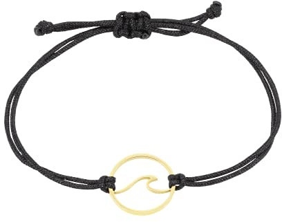Nuoli® Pulsera de ondas para mujer (ajustable hasta 20 cm) pulsera de onda para mujeres y niñas, de acero inoxidable pulido, 20 centimeters, tela