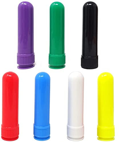 YANGWEN Tubos de inhalador de Aceite Esencial,inhaladores nasales de aromaterapia de Aceite Esencial Tubos de inhalador Recargable con mechas,7 Colores