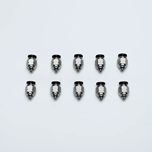 VETLEY Pneumatic PC1/4-U10 Male Straight Air Hose Connectors 1/4 Tube OD x 10-32 Inch UNF Thread Push to Connect Fittings (Pack of 10)