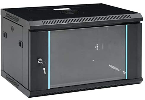 vidaXL 6U Netzwerkschrank Wandmontage Abnehmbare Seitenteile Serverschrank Wandschrank Schrank Wandgehäuse 19 IP20 600x450x375mm 70kg