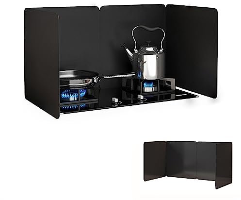 RIFWOVE Protector contra Salpicaduras, Protección contra Salpicaduras Plegable, Estufa De Gas Accesorios Cocina, Cubre Salpicaduras De Sartén, Acero Carbono, para Cocinar Y Freír