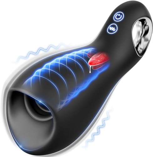 Sex Spielzeug für die Männer Masturbator, Elektrischer Masturbieren für Männer mit 5 Zungenleckmodi Hohler Ring, 3IN1 Penis Vibrator Sexspielzeug 360° Umwickeln Penistrainer 10 Vibrationsmodi Sex Toys