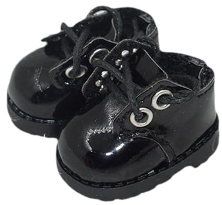 Luwecf Hochwertige Puppenschuhe für 15 cm Große Puppen, Handgefertigt Und Stilvoll, Schwarz