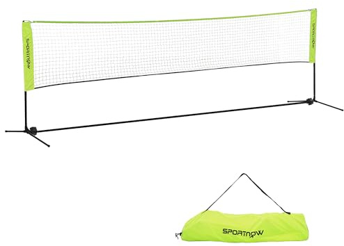 SPORTNOW Filet de Badminton, Filet Portable pour Volley-Ball, Pickleball et Tennis, Hauteur Ajustable de 107 à 155 cm, avec Sac de Transport, Cadre métallique, Noir, Jaune