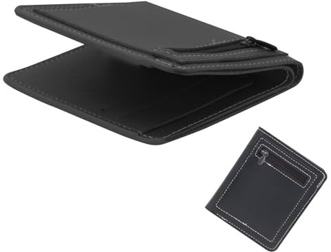 AfitLulu Geldbörse Herren Weiches PU-Leder Portmonee Herren Slim Portemonnaie Herren Bifold Geldbeutel Herren Klein Brieftasche Herren mit 6 Kartensteckplätze und Münztasche (Schwarz)