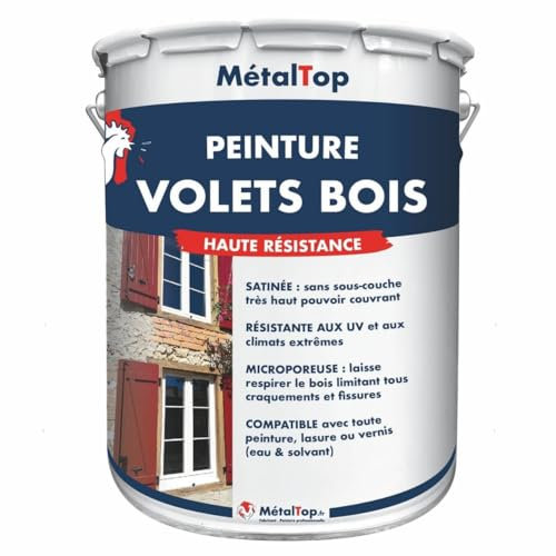 Metaltop - Peinture Volets Bois - Blanc pur - RAL 9010 - Pot 1 L