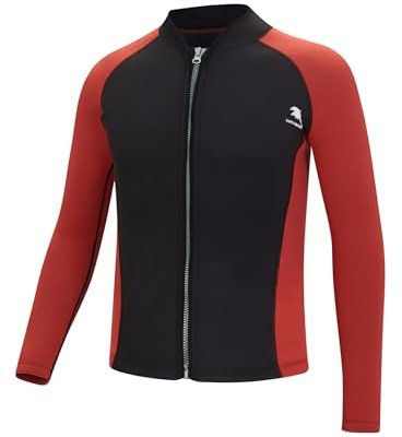 Yruioon Chaqueta de neopreno para hombre de manga larga de 2 mm con cremallera Traje de neopreno Tops para buceo, surf, natación, snorkel