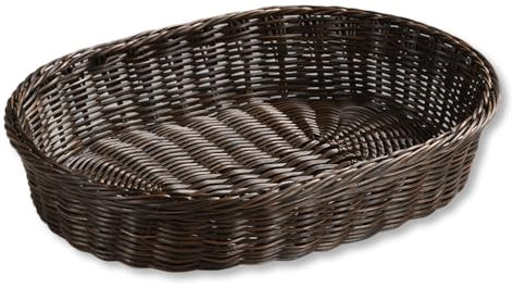 Kesper 17649 Corbeille à pain en plastique tressé, 40 x 30 x 8 cm, marron/noir