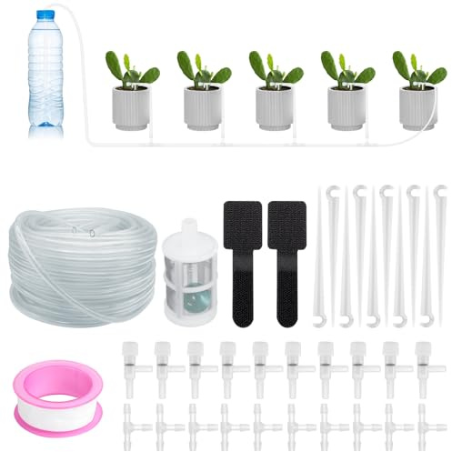 Yurifaz Automatische Pflanzenbewässerung, Bewässerungssystem Gartenbewässerung Bewässerungsschlauch 10M mit Regelventil Set für Zimmerpflanzen, Büro und Terrasse