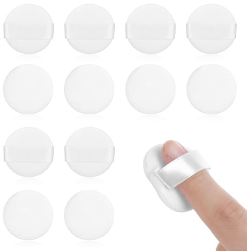 12 Stück Finger Puderquaste, Mini PowderPuff Weiche Mini-Schwämme Puderquaste für Foundation Concealer Grundierung Nass und Trocken Make-up Tools