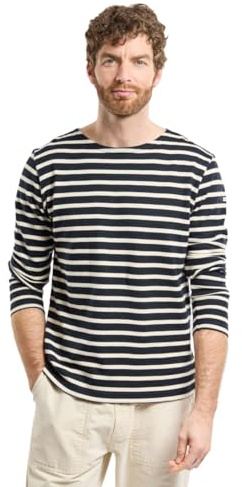 Armor Lux Herren Shirt im Marine-Stil Aviron aus Fairtrade-Baumwolle Pullover, Blau/Natur, L