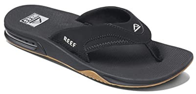 Reef Men's Fanning Flip-Flop Sandals, Schwarz Black Silver BLS, 11 UK