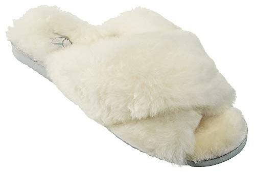 ESTRO Lammfell Hausschuhe Damen Warm - Lammfell Hausschuhe Herren Leder Winter Pantoffeln Damen INTIMO (40, Weiß)