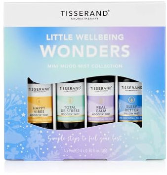 Tisserand - Wellbeing - Little Wellbeing Wonders Collection - MoodFix Mist - 100% Pure Essential Oil - Miniature Mist Giftset - 4x9ml