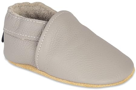 HMIYA Chaussures Cuir Souple Bébé Chaussons Premiers Pas Bebe pour Garçon Fille Nourrisson Efant(Gris Clair,2-3 Ans)
