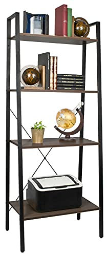 Wistows 4 Tier Ladder Shelf Display Cabinet Bookshelf Unit (Walnut)