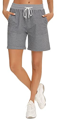 Enjyam 100% Cotone Bermuda Pantaloncini da Donna con Orlo Piegato Pantaloni Corti Sportivi Pantaloncini da Pigiama