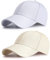 Ritte 2 Stücke Schirmmütze, Verstellbare Baseballmütze, Einfarbige Baseballkappe, Unisex-Baseballmütze aus Baumwolle, für den Außenbereich (Weiß, Beige)