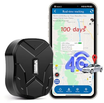 Winnes TK905B 4G GPS Tracker for Vehicles Anti Theft Unlimited Distance Real-Time Tracking,Magnet Car Tracker Device Hidden with Geo Fence Alerts History Playback Long Battery for Fleet Trailer