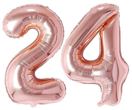Vthoviwa 40 Zoll/18 Farbens Luftballon Zahlen 24/42 Rosegolden, Helium Luftballon 24/42. Geburtstag Foil Ballon, 0123456789,10-19,20-25,30,40,50,60,70,80,90, Folienballon 24/42 Party Dekoration