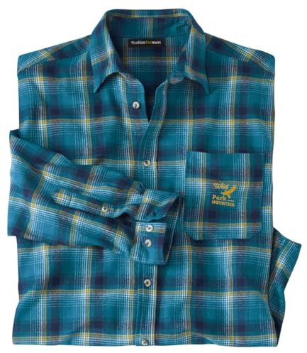 ATLAS FOR MEN - Chemise pour Homme - Chemise à Carreaux en Flanelle - Confortable et Chaude - 100% Coton - Coupe Ample - Disponible en Grandes Tailles du M au 5XL