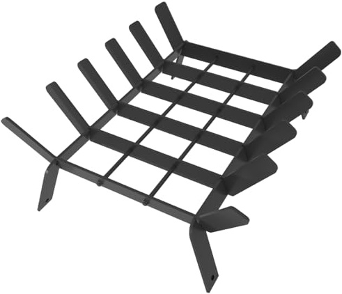 AnBaiMei 17 Inch Heavy Duty Fireplace Grate, Small Fire Wood Log Burning Rack Holder with 6 Support Bars for Indoor Outdoor Fire Place Accessories, Wrought Iron Firewood Stove Insert, Black