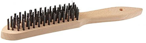 FMprofessional Cepillo de Alambre para Barbacoa, Longitud 28 cm, Mango de Madera Natural, Ideal para Limpiar Parrillas y Barbacoas, Cepillo BBQ, Utensilios para Asados