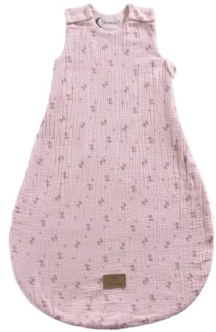 Sterntaler Baby Schlafsack Esel Emmi Girl Flora Rose aus Musselin mit Jerseyfutter, Neugeborenenschlafsack Größe 62/68, zartrosa, TOG 0,50