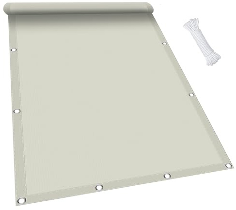 Vela De Sombra Rectangular 1.2 x 2.5 m Impermeable, Toldo de Vela Solar con Ojales y Cuerdas de Fijación para Exteriores Terraza, Marfil
