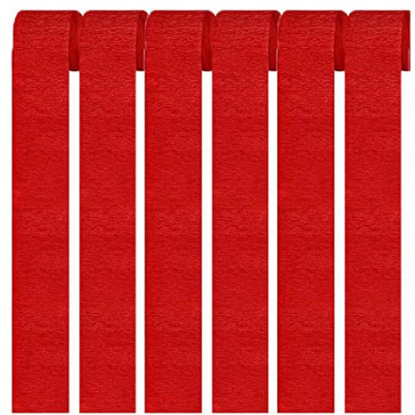 Set de 6 cintas de papel crepé rojo para decoración de fiestas (4,5 cm x 25 m)
