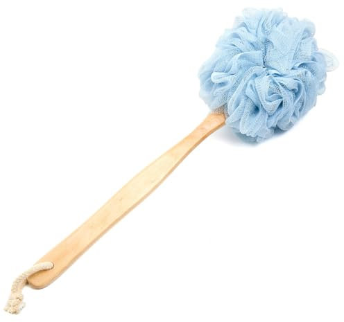 Spazzola per il corpo da doccia con luffa, spazzola da bagno con manico lungo per esfoliare la pelle, setole massaggianti, spugna per la schiena, per uomini e donne