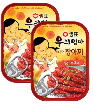 KOREAC_ Bonnet Bellflower Root In Spicy Sauce (3.17 oz, 90g, 2 PACK) _Korean Instant Food Banchan Side Dishes