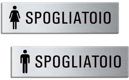Targhette Spogliatoio Donne Uomini Alluminio adesive 150x40 mm | Ottica Acero inoxidable