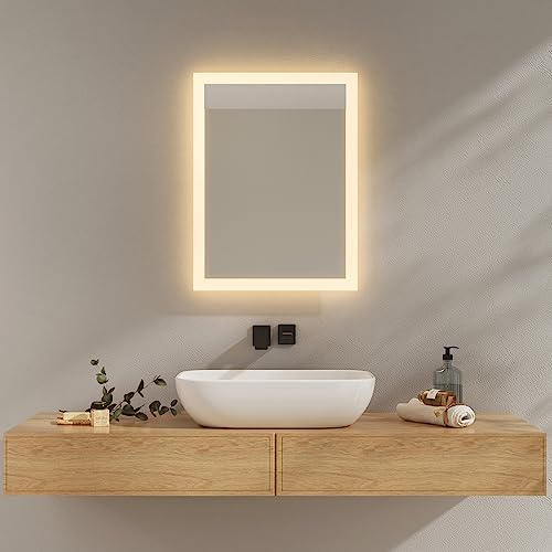 EMKE Miroir Salle de Bain LED Rectangulaire 45x60 cm Interrupteur Bascule