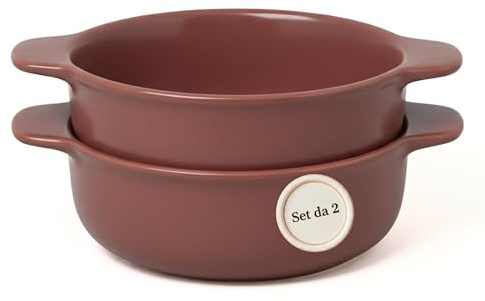 Wald Casseruola monoporzione Ø 15 cm ceramica – set 2 pezzi, pentola forno, teglia piccola, pirofila porzione singola per cucina, tavola e servizio (Rosso)