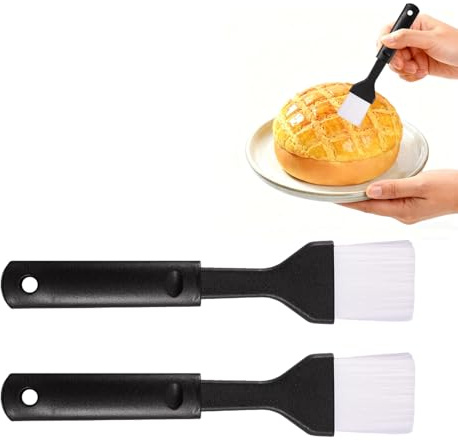 Set di 2 pennelli da pasticceria neri, per impastare, adatti per barbecue e pasticceria, perfetti per applicare grassi, sciroppi, latte e tuorli d'uovo (nero)