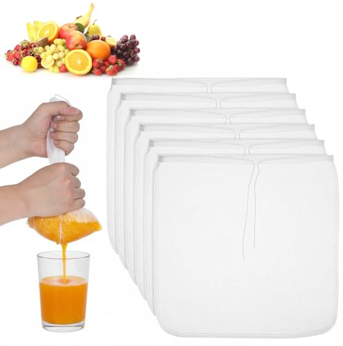 Matwsec 6 sacchetti riutilizzabili per latte di noci, 30,5 x 30,5 cm, per scolare formaggio, panni in rete, per filtrare yogurt, tè, formaggio, succo, caffè, tofu birra