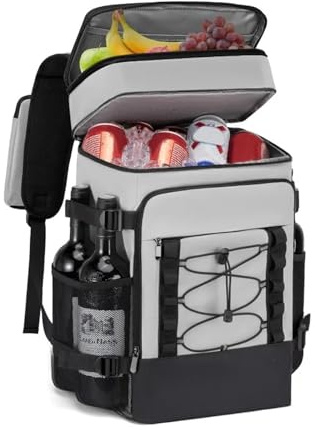 Borsa termica a spalla grande Borsa per il ghiaccio all'aperto Zaino da campeggio Zaino da picnic con isolamento termico(GRAY)
