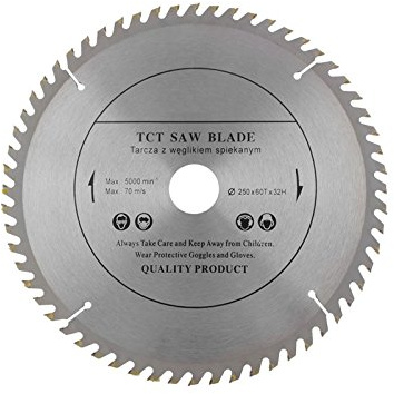 Lama per sega circolare di alta qualità, 250 mm x 32 mm, foro (30 mm e 28 mm, 25,4 mm con anelli di riduzione) per dischi da taglio per legno circolari, 250 mm x 32 mm x 60 denti.