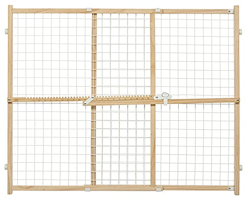 MidWest Homes for Pets Wire Mesh Pet Safety Gate, Dog Gate Expands From 73.6 - 127cm Wide, 81.3cm Tall, Wood, Powder Coated Wire